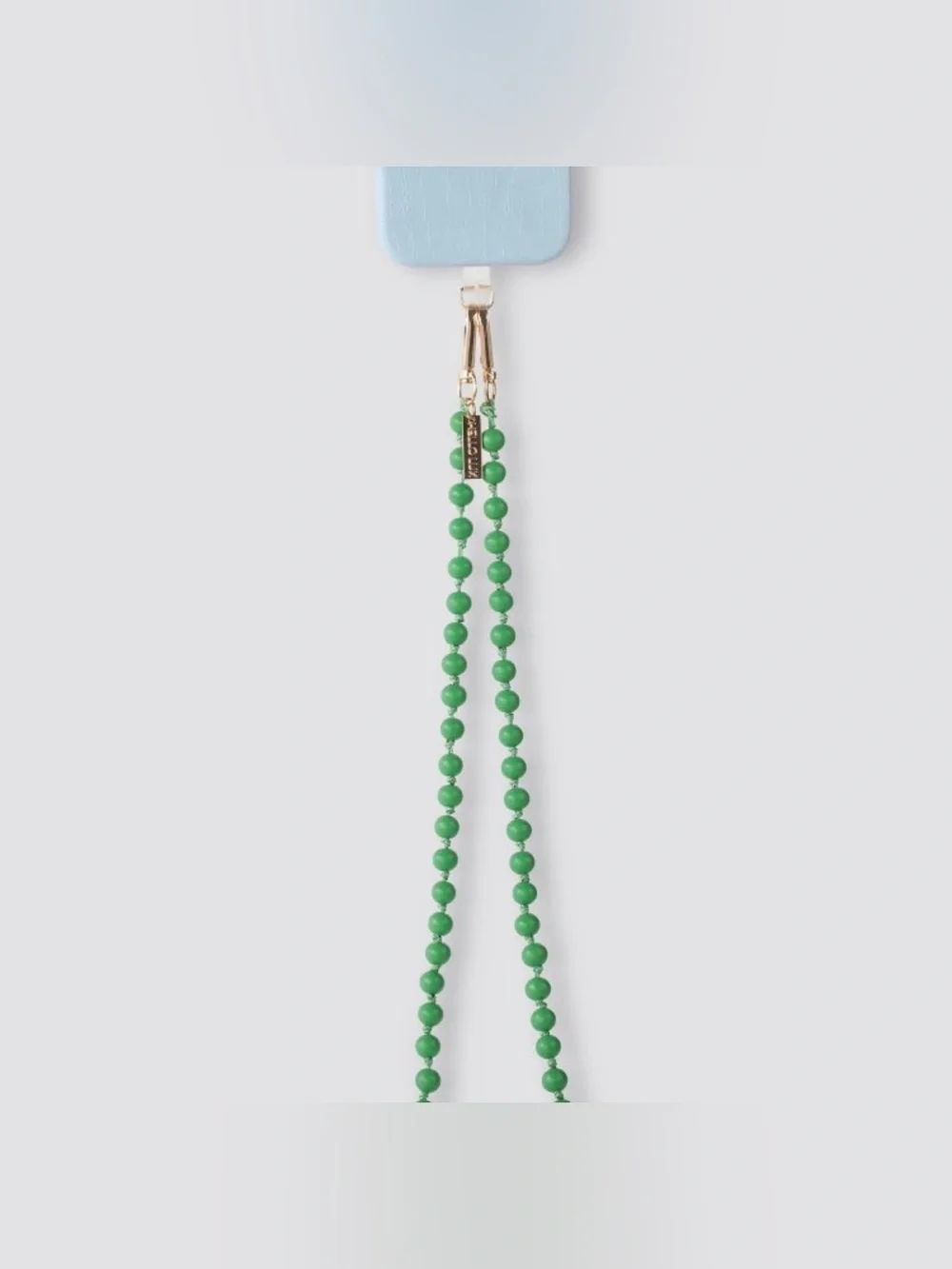 NIB Green Beaded Crossbody phone Strap with Gold Hardware
